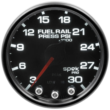 Autometer Spek-Pro Gauge Rail Press 2 1/16in 30Kpsi Stepper Motor W/Peak & Warn Blk/Smoke/Blk AutoMeter Gauges