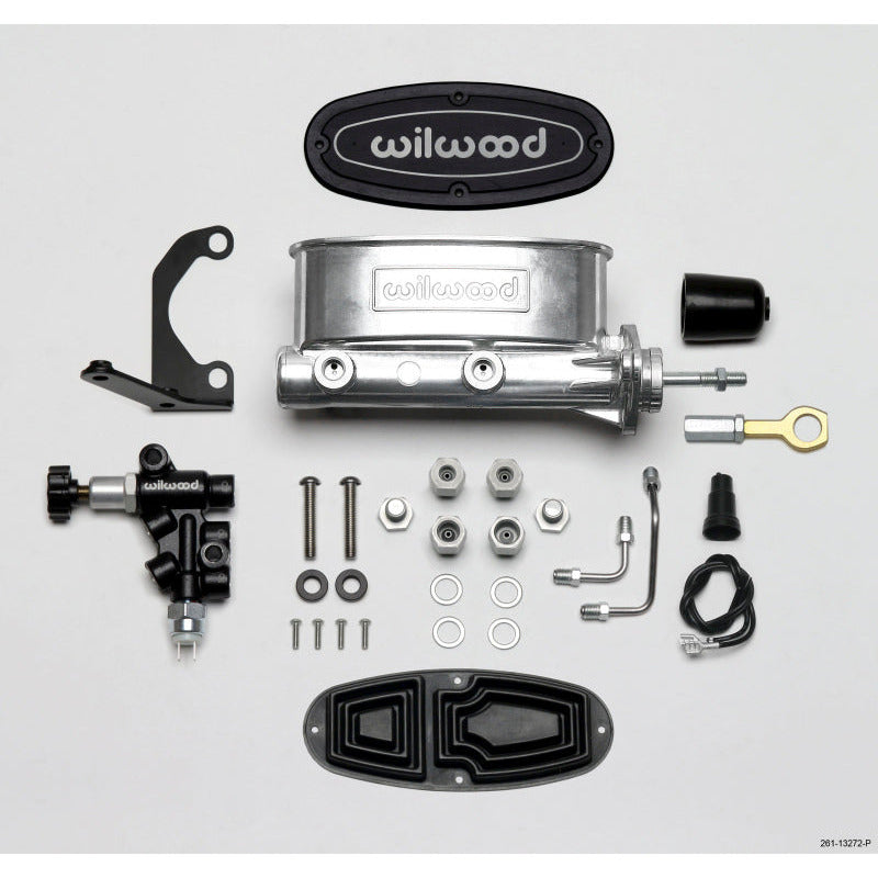 Wilwood HV Tandem M/C Kit w L/H Bracket & Prop Valve - 7/8in Bore Ball Burn.-W/Push Wilwood Brake Master Cylinder