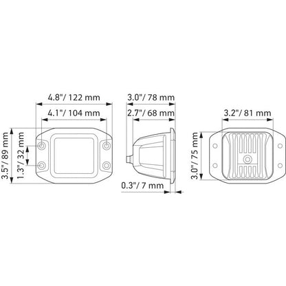 Hella Universal Black Magic 3.2in L.E.D. Cube Kit - Flood Beam (Flush Mount) Hella Fog Lights