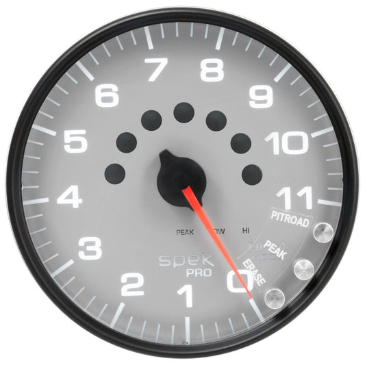 AutoMeter Gauge Tachometer 5in. 11K RPM W/Shift Light & Peak Mem Silver/Black Spek-Pro AutoMeter Gauges