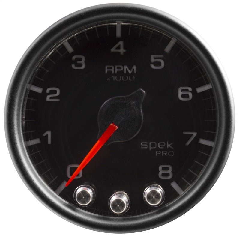 Autometer Spek-Pro Gauge Tach 2 1/16in 8K Rpm W/ Shift Light & Peak Mem Blk/Blk AutoMeter Gauges