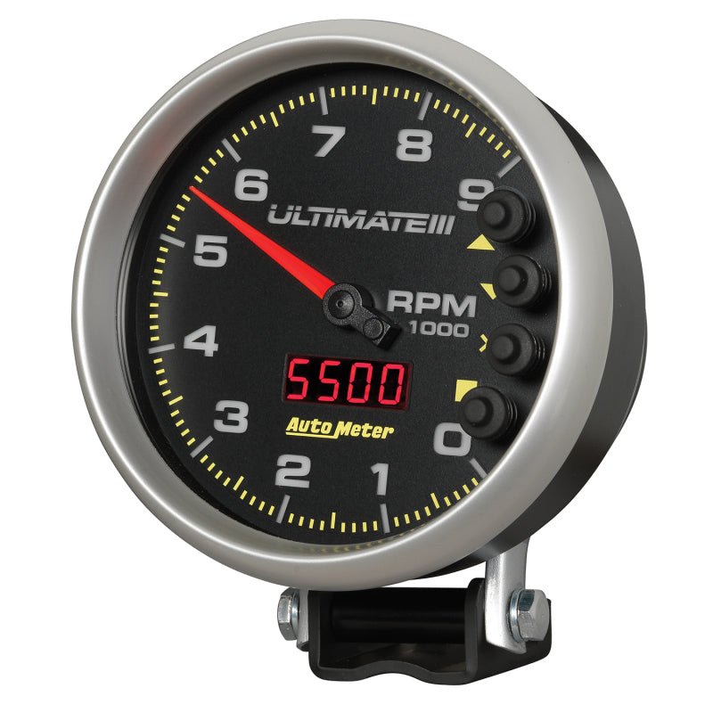 Autometer 5 inch Ultimate III Playback Tachometer 9000 RPM - Black AutoMeter Performance Monitors