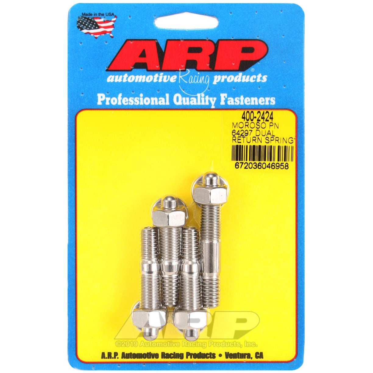 ARP Moroso 64927 Dual Return Spring no Spacer Plate SS Carb Stud Kit ARP Hardware - Singles