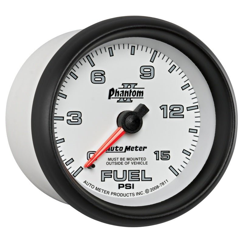 Autometer Phantom II 2-5/8in 0-15PSI Mechanical Fuel Pressure Gauge AutoMeter Gauges