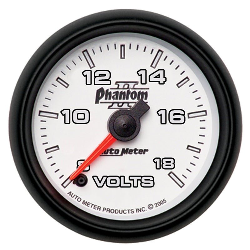 Autometer Phantom II 52.4mm Full Sweep Electronic 8-18 Volts Voltmeter Gauge AutoMeter Gauges