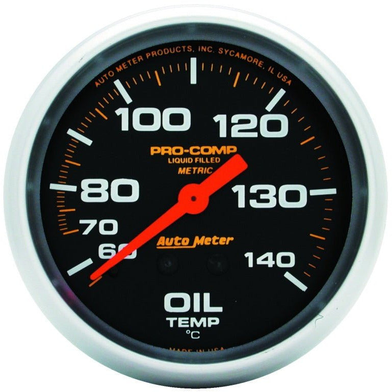 Autometer Liquid Filled Mechanical 66.7mm 140-280 deg F Oil Termperature Gauge Includes 6 ft Tubing AutoMeter Gauges