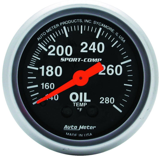 Autometer Sport-Comp 52.4mm 140-280 Deg F Mech Oil Temp Gauge AutoMeter Gauges