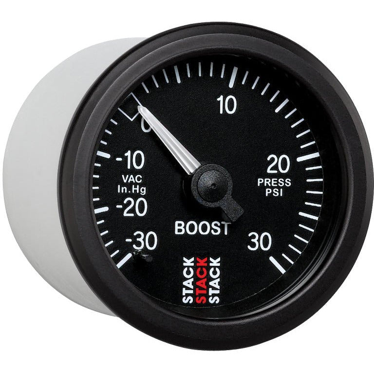 Autometer 52mm Stack Instruments -30INHG to +30PSI Mechanical Boost Gauge - Black AutoMeter Gauges