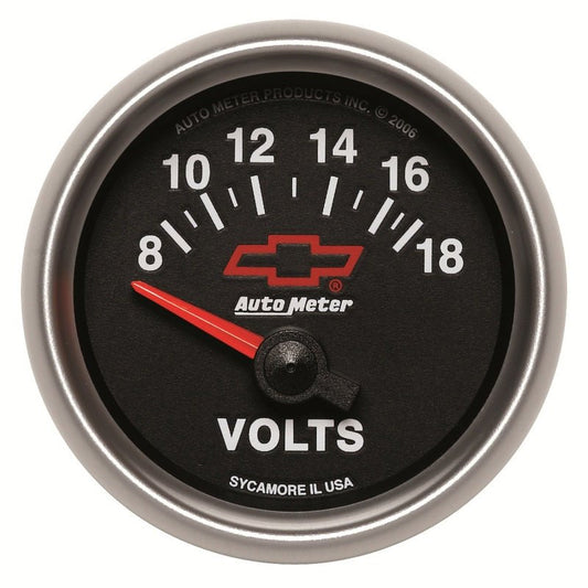 Autometer GM Bowtie Black 2-1/16 Voltmeter 8-18V AutoMeter Gauges