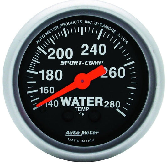 Autometer 2-1/16in 140-280 Degree F Mechanical Water Temp Sport-Comp Gauge AutoMeter Gauges