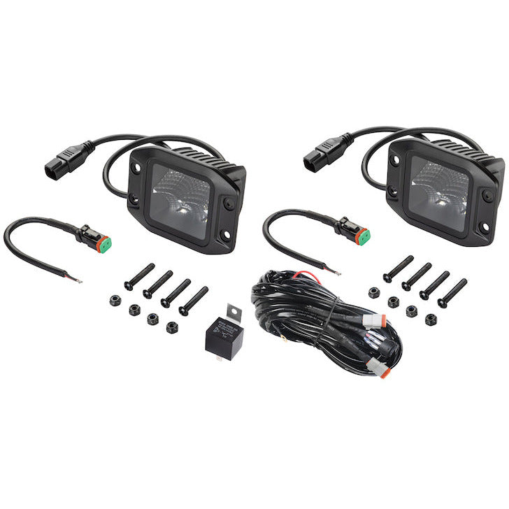 Hella Universal Black Magic 3.2in L.E.D. Cube Kit - Flood Beam (Flush Mount) Hella Fog Lights