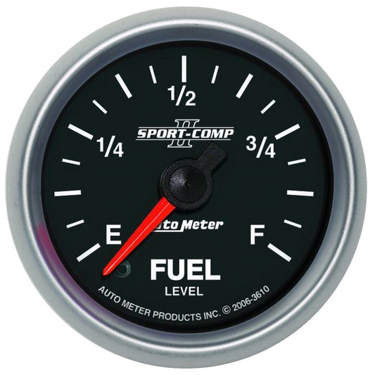 Autometer Sport-Comp II 52mm 0-280 ohms Programmable Electronic Fuel Level Gauge AutoMeter Gauges