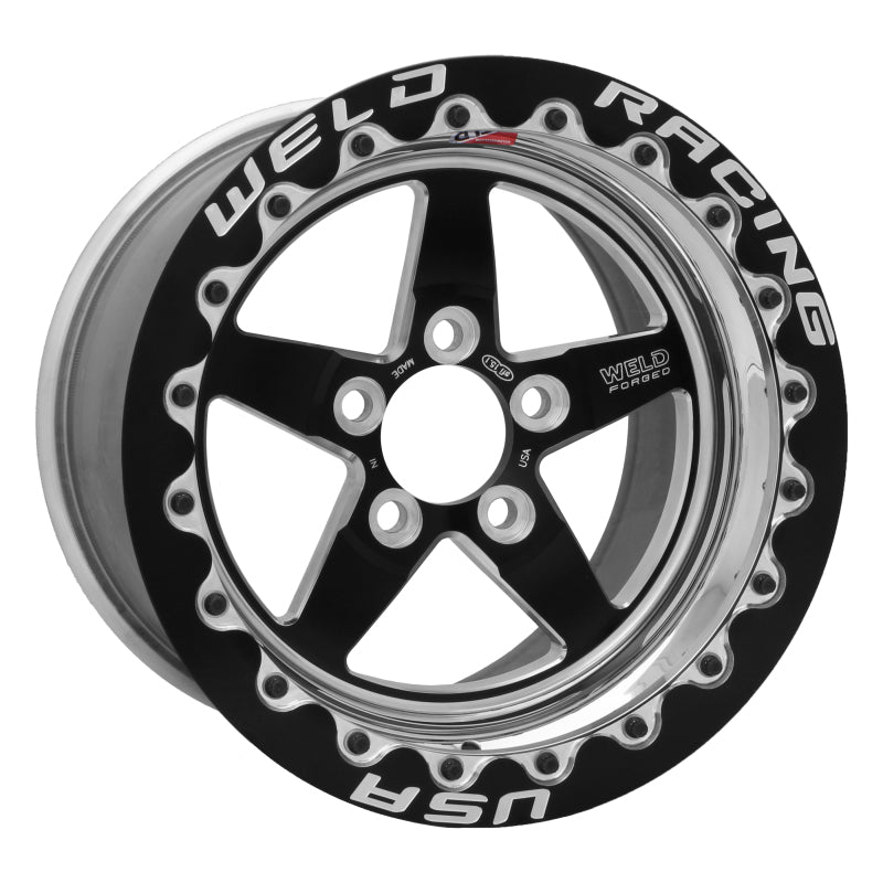 Weld S71 15x10.33 / 5x4.75 BP / 7.5in. BS Black Wheel (Medium Pad) - Black Single Beadlock MT Weld Wheels - Forged