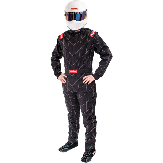 RaceQuip Black Chevron-1 Suit - SFI-1 Mtall Racequip Racing Suits