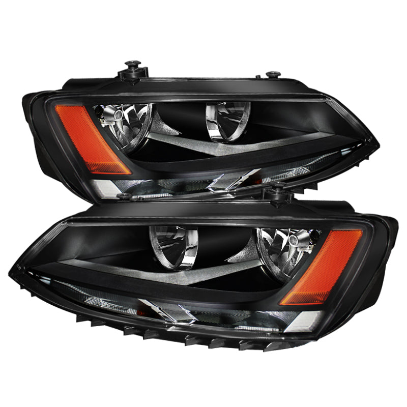 Xtune Volkswagen Jetta 11-14 Amber Crystal Headlights Black HD-JH-VJ11-AM-BK SPYDER Headlights