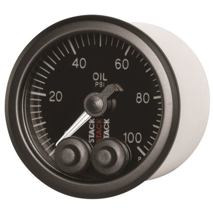 Autometer Stack Instruments Pro Control 52mm 0-100 PSI Oil Pressure Gauge - Black (1/8in NPTF Male) AutoMeter Gauges