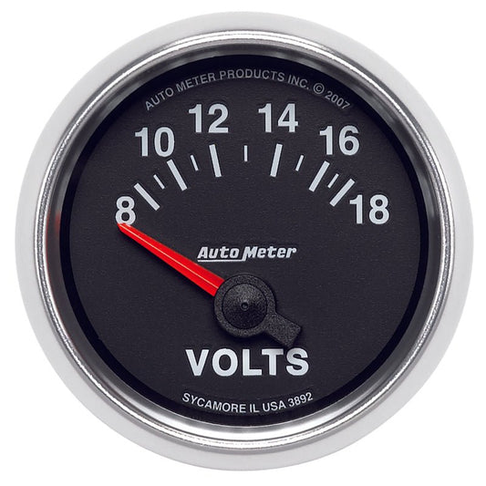 Autometer GS 52mm 8-18 Volts Short Sweep Electronic Voltmeter Gauge AutoMeter Gauges