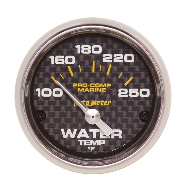 Autometer Marine Carbon Fiber Ultra-Lite 2-1/16in 100-250 Degrees Electric Water Temperature Gauge AutoMeter Gauges