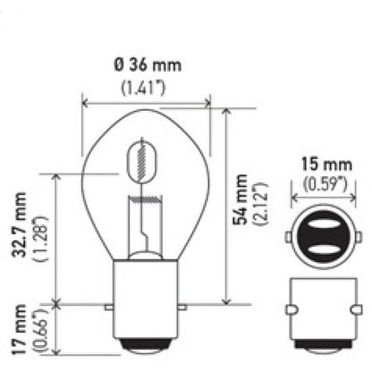 Hella Bulb 6260 12V 60/60W Ba20D B11 S2 Hella Bulbs