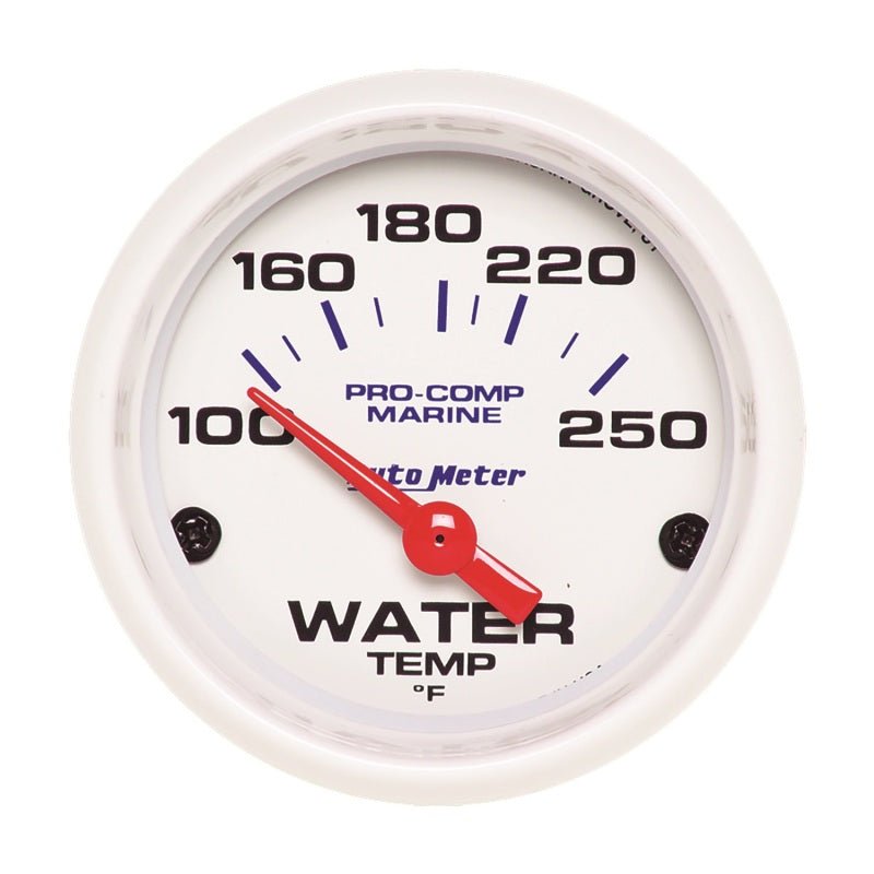 Autometer Marine White Gauge 2-1/16in Electric Water Temperature Gauge 100-250 Deg F AutoMeter Gauges