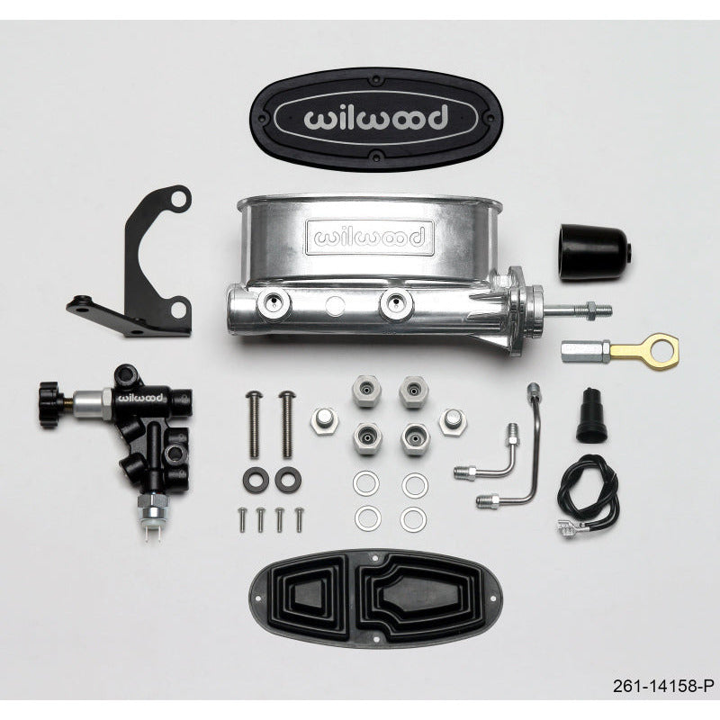 Wilwood HV Tandem M/C Kit w L/H Bracket & Prop Valve - 15/16in Bore Ball Burn.-W/Push Wilwood Brake Master Cylinder