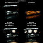 ANZO 2009-2018 Dodge Ram 1500 Projector H.L. Switchback Black Amber