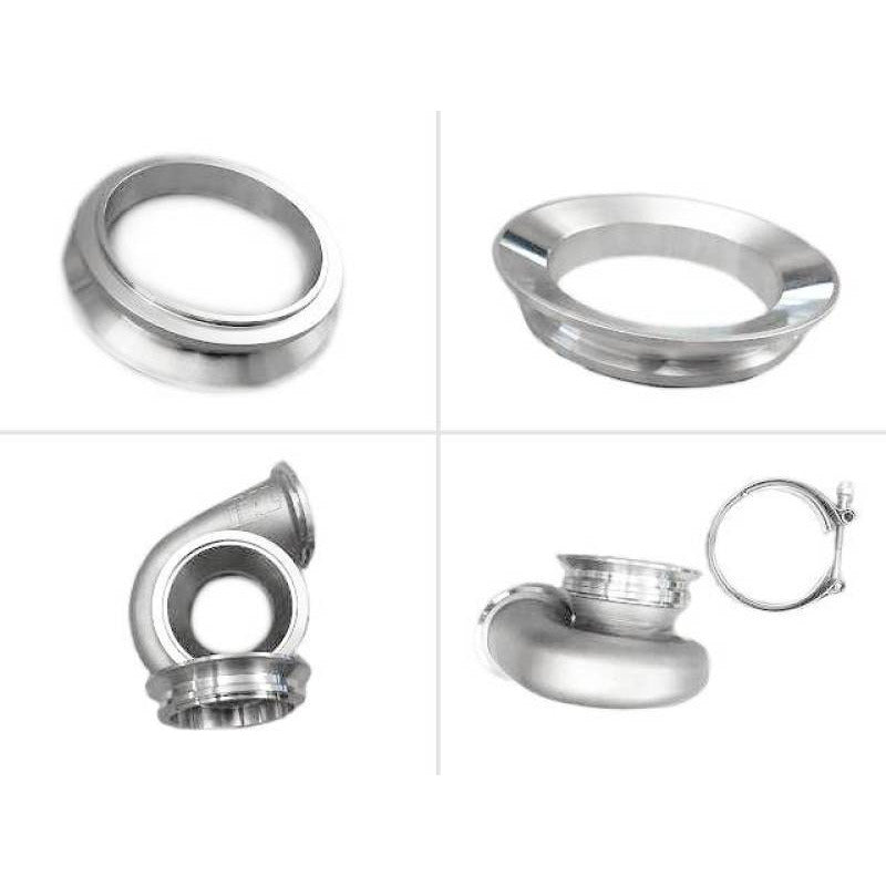 ATP 90mm OD V-Band (Tial / 3in GTVB) to 4in Pipe - Machined Transition Piece (Stainless Steel) ATP Flanges