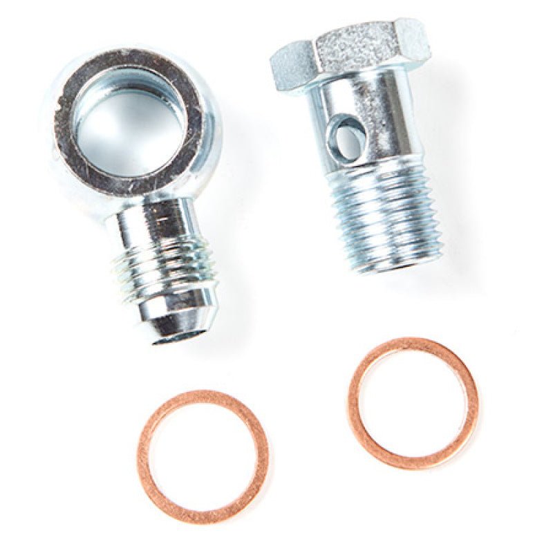ATP Steel Banjo Fitting 14mm Hole -6AN Male Flare Fitting Kit -  Long Nose Version (1/2in longer) ATP Fittings