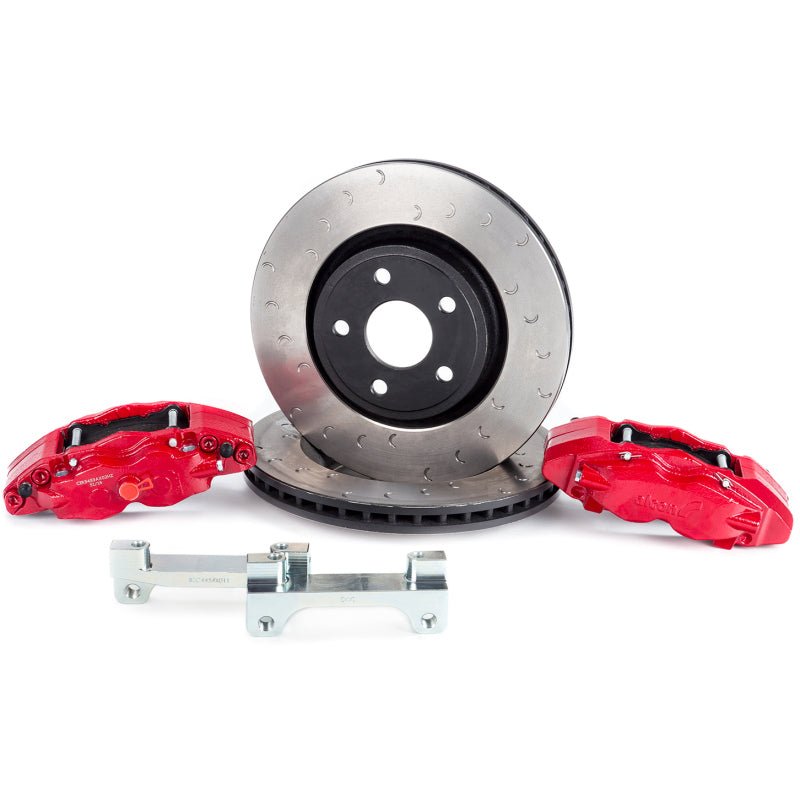 Alcon 07+ Jeep JK 350x32mm Rotors 4-Piston Red Calipers Front Brake Upgrade Kit Alcon Big Brake Kits