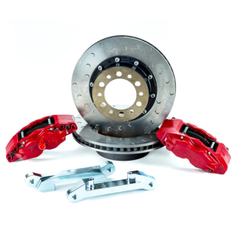Alcon 07+ Jeep JK w/ 5x5.5in Hub 357x32mm Rotor 4-Piston Red Calipers Front Brake Upgrade Kit Alcon Big Brake Kits