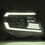 AlphaRex 05-11 Toyota Tacoma LUXX Crystal Headlights Plank Style Chrome w/Activation Light/DRL