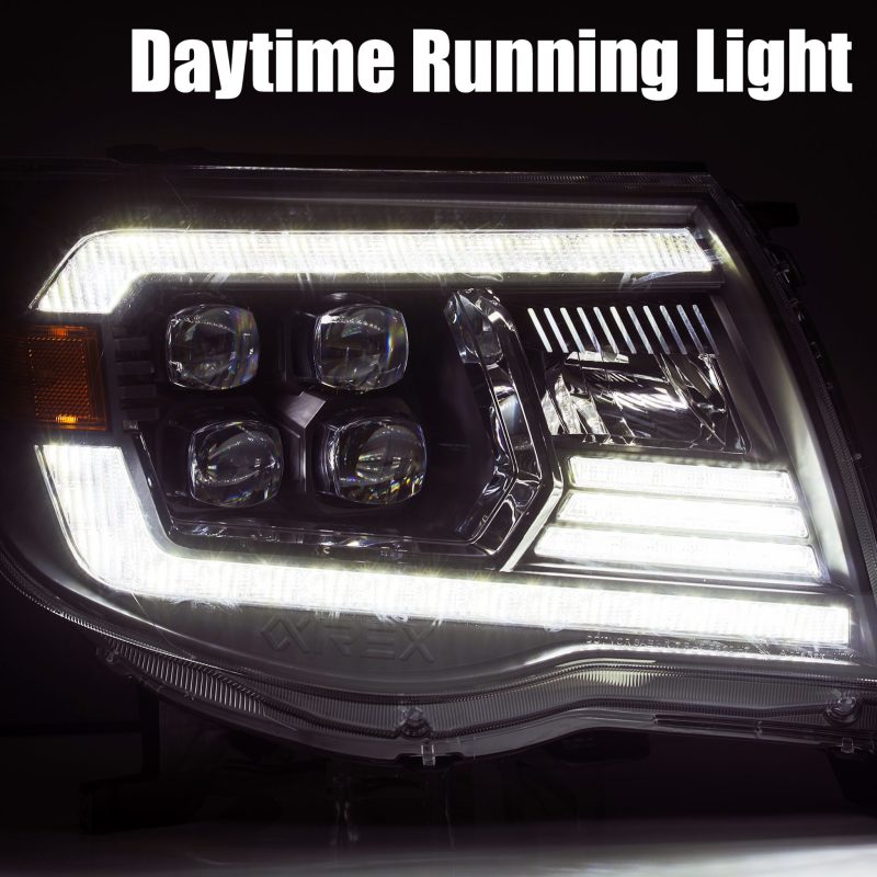 AlphaRex 05-11 Toyota Tacoma NOVA LED Projector Headlights Plank Style Alpha Black w/Actv Light/DRL