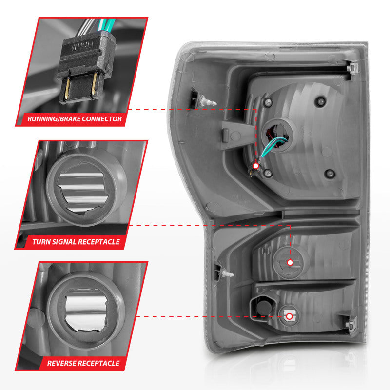 ANZO 07-11 Toyota Tundra Full LED Taillights Black Housing Smoke Lens G2 (w/C light Bars)
