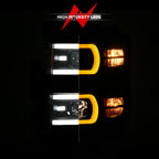 ANZO 14-15 Chevy Silverado 1500 Black Dual Switchback+Sequential LED Tube Sq. Projector Headlights