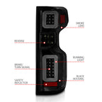 ANZO 19-21 Chevy Silverado Full LED Taillights Black Housing Smoke Lens G2 (w/C light Bars)