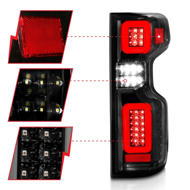 ANZO 19-21 Chevy Silverado Work Truck Full LED Taillights Blk Housing Clear Lens G2 (w/C light Bars)