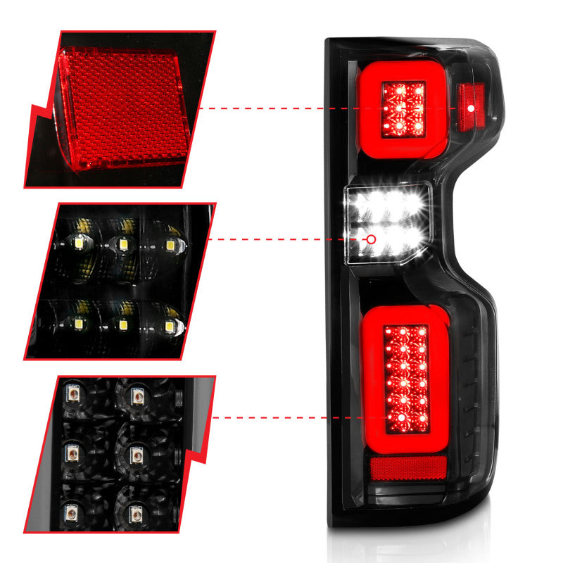 ANZO 19-21 Chevy Silverado Work Truck Full LED Taillights Blk Housing Clear Lens G2 (w/C light Bars)