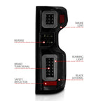 ANZO 19-21 Chevy Silverado Work Truck Full LED Taillights Blk Housing Smoke Lens G2 (w/C light Bars)