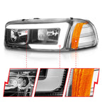 ANZO 99-17 GMC Sierra/Denali Headlights Black Amber (w/C Light Bars)