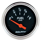 AutoMeter Gauge Fuel Level 2-1/16in. 0 Ohm(e) to 30 Ohm(f) Elec Designer Black AutoMeter Gauges