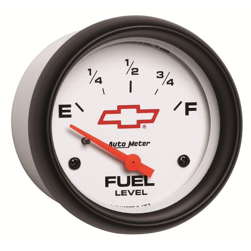 AutoMeter Gauge Fuel Level 2-5/8in. 0 Ohm(e) to 90 Ohm(f) Elec Chevy Red Bowtie White AutoMeter Gauges