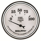 AutoMeter Gauge Oil Press 2-1/16in. 100PSI Elec Old Tyme White II AutoMeter Gauges