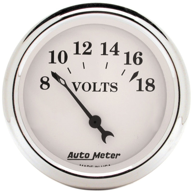 AutoMeter Gauge Voltmeter 2-1/16in. 18V Elec Old Tyme White AutoMeter Gauges