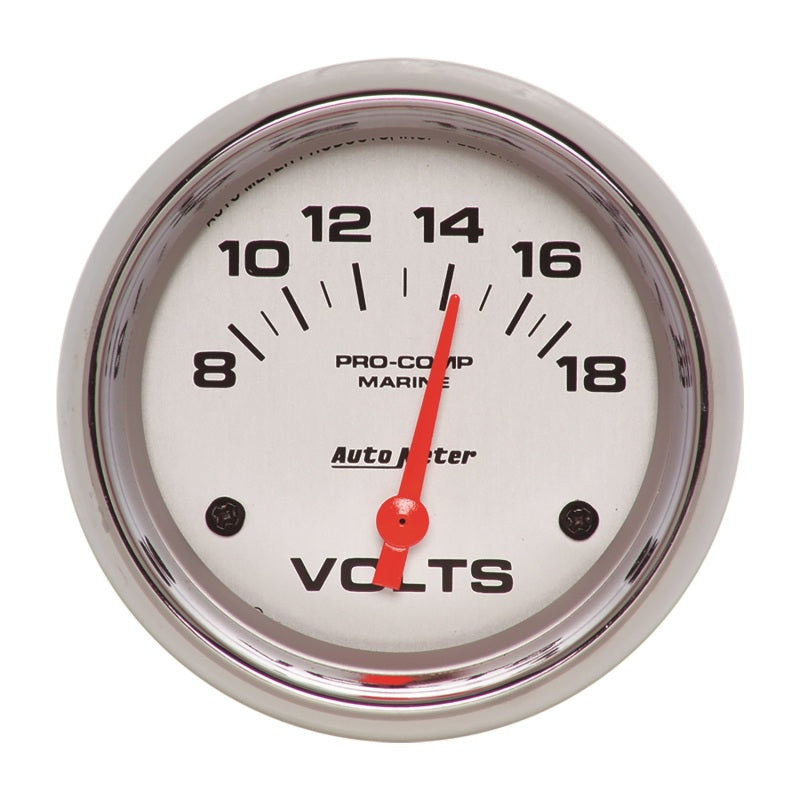 AutoMeter Gauge Voltmeter 2-5/8in. 18V Electric Marine Chrome AutoMeter Gauges