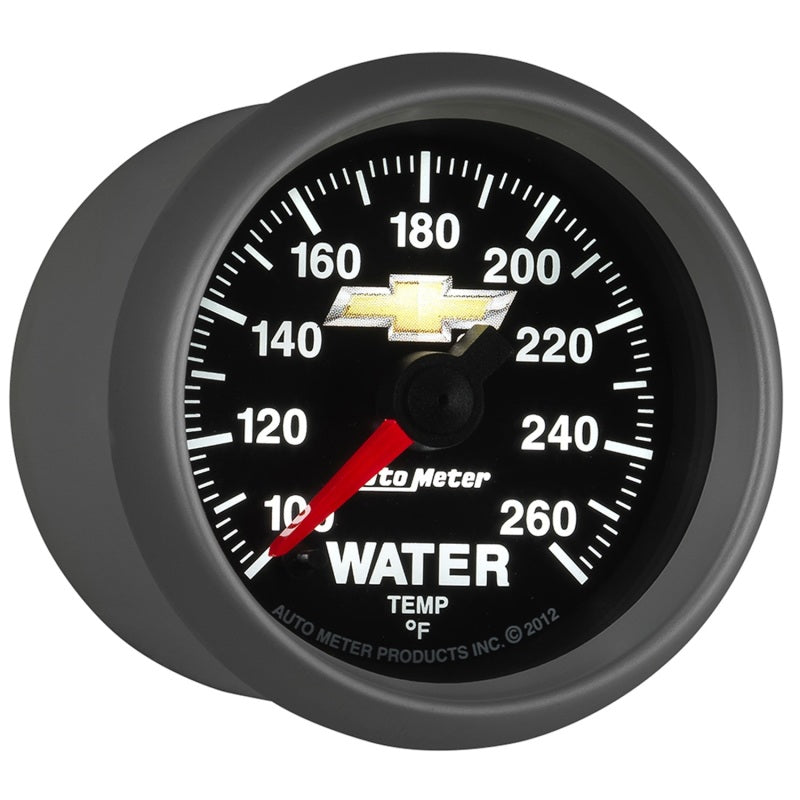 AutoMeter Gauge Water Temp 2-1/16in. 100-260 Deg. F Digital Stepper Motor Chevy Gold Bowtie AutoMeter Gauges