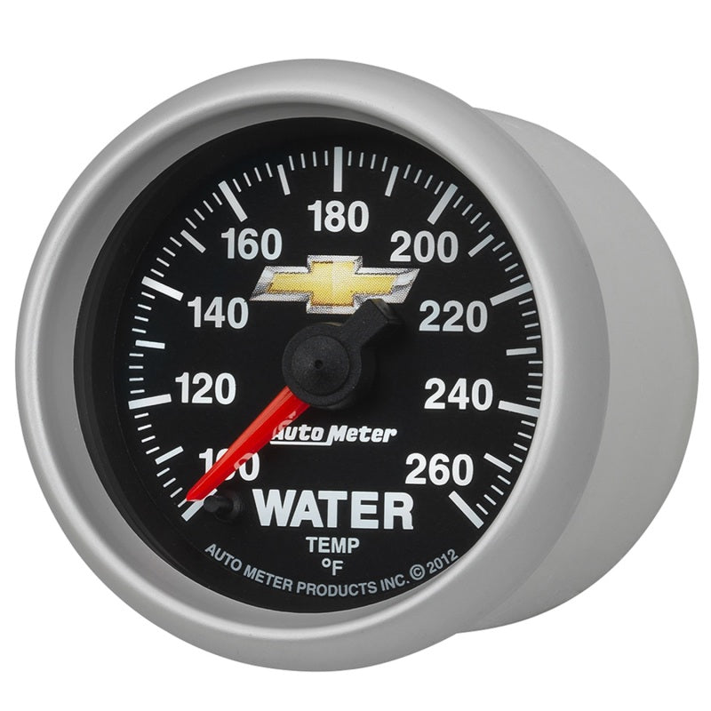 AutoMeter Gauge Water Temp 2-1/16in. 100-260 Deg. F Digital Stepper Motor Chevy Gold Bowtie AutoMeter Gauges