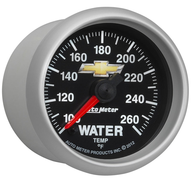 AutoMeter Gauge Water Temp 2-1/16in. 100-260 Deg. F Digital Stepper Motor Chevy Gold Bowtie AutoMeter Gauges