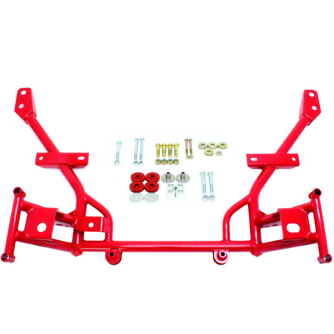 BMR 05-14 S197 Mustang K-Member w/ 1/2in Lowered Motor Mounts and STD. Rack Mounts - Red BMR Suspension Crossmembers