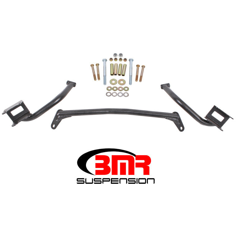 BMR 79-04 Fox Mustang Tubular Style Upper Torque Box Reinforcement Plates - Black Hammertone BMR Suspension Diff Braces