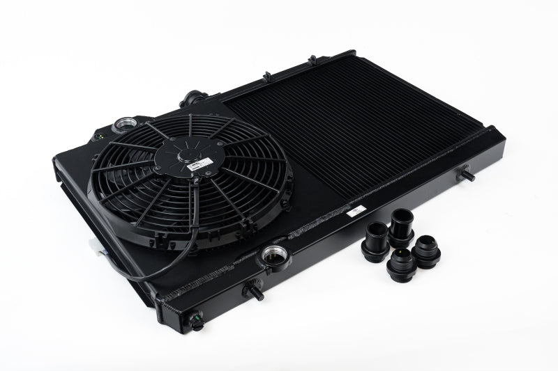 CSF 01-07 Mitsubishi Evo 7/8/9 Full-Slim Radiator w/12in Fan &amp; Shroud/-16AN - Black